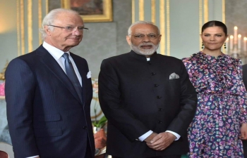 Prime Minister Narendra Modi in audience with His Majesty King Carl XVI Gustaf of Sweden in Stockholm