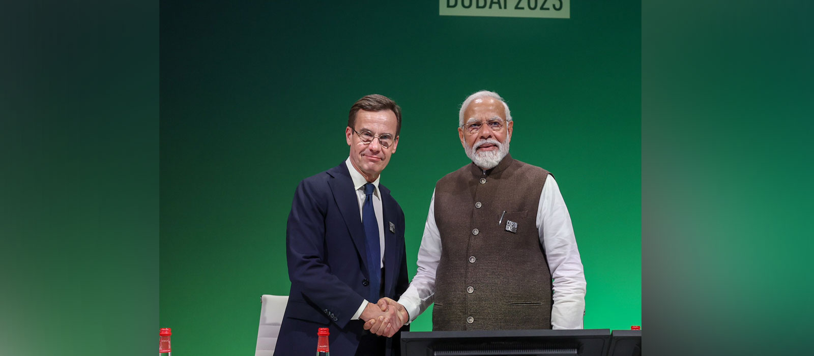 PM Modi with PM Kristersson COP28, Dubai