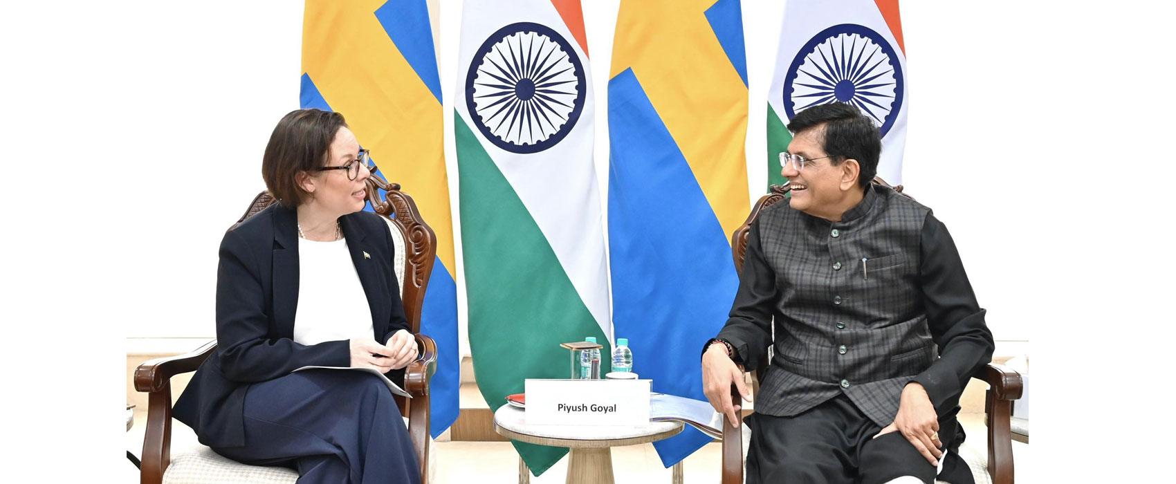 CIM Mr Piyush Goyal with FM Ms Maria Malmer Stenegard, ISBLRT 2025